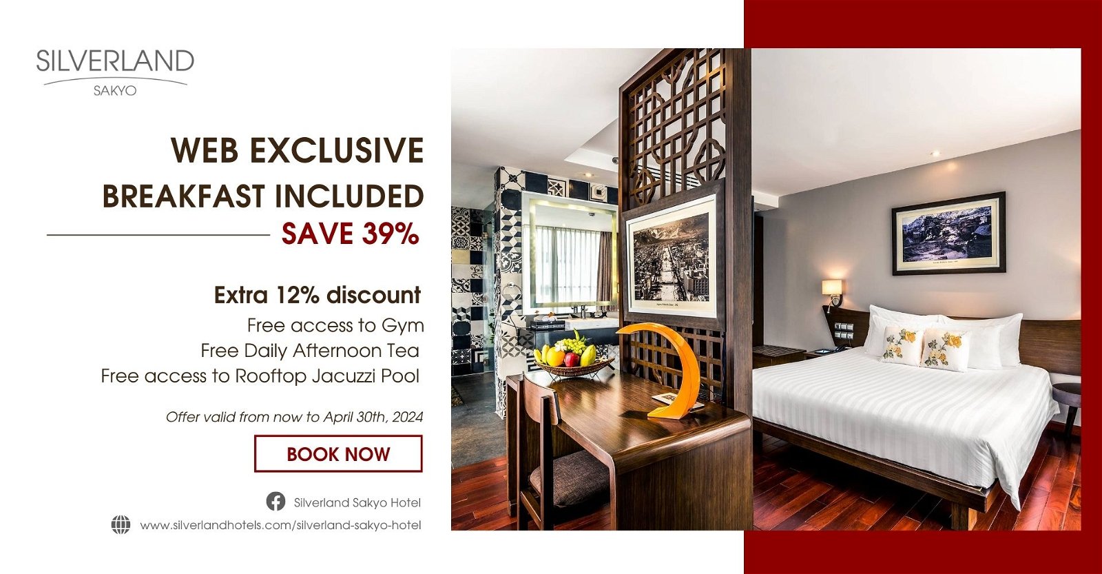 SILVERLAND SAKYO – WEB EXCLUSIVE – BREAKFAST INCLUDED (SAVE 39%)