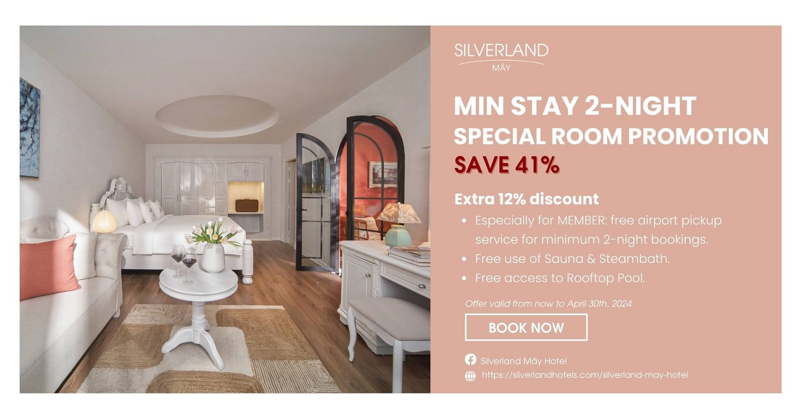 SILVERLAND MÂY – MIN STAY 2 NIGHT PACKAGE – ROOM ONLY (SAVE 41%)