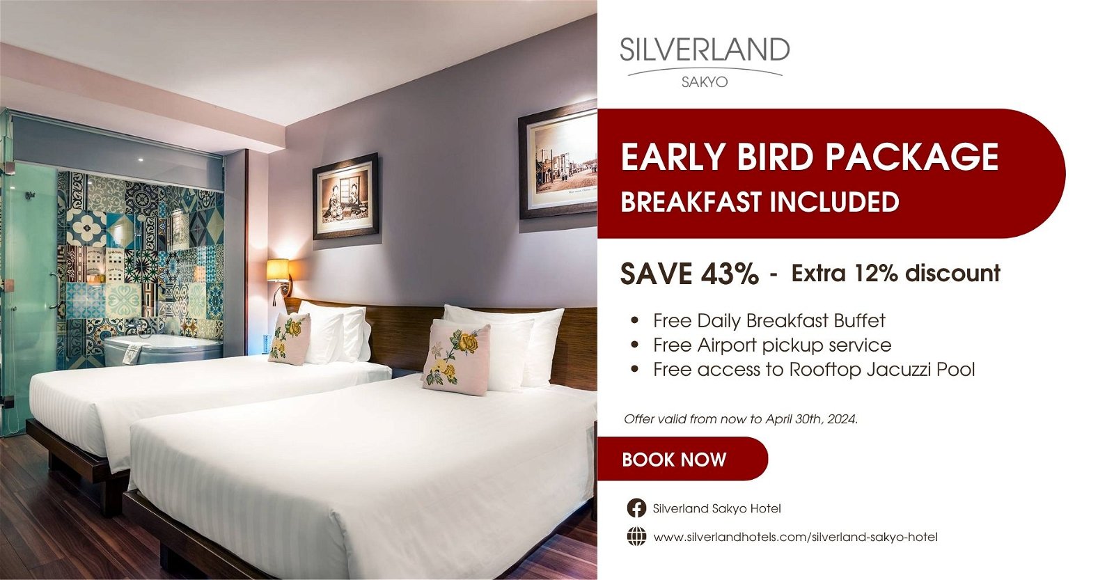 SILVERLAND SAKYO – EARLY BIRD – BREAKFAST INCLUDED (SAVE 43%)