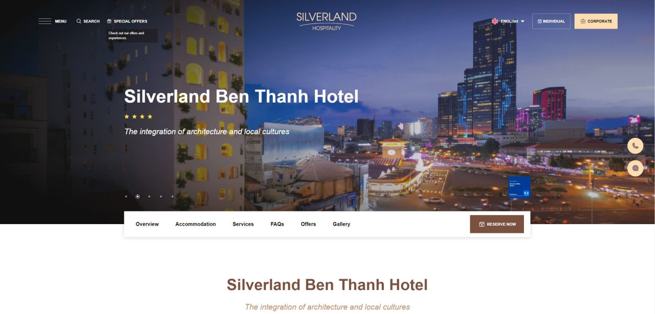 đặt khách sạn silverland bến thành tại website