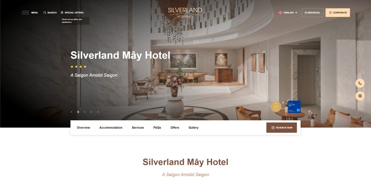 đặt phòng silverland mây qua website