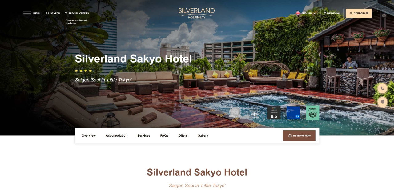 đặt phòng silverland sakyo trực tiếp trên website