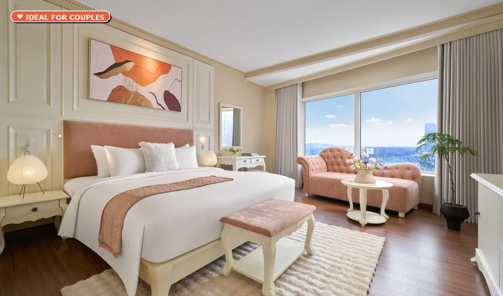 Junior Suite with river-facing window at Silverland Jolie Hotel near the Saigon River