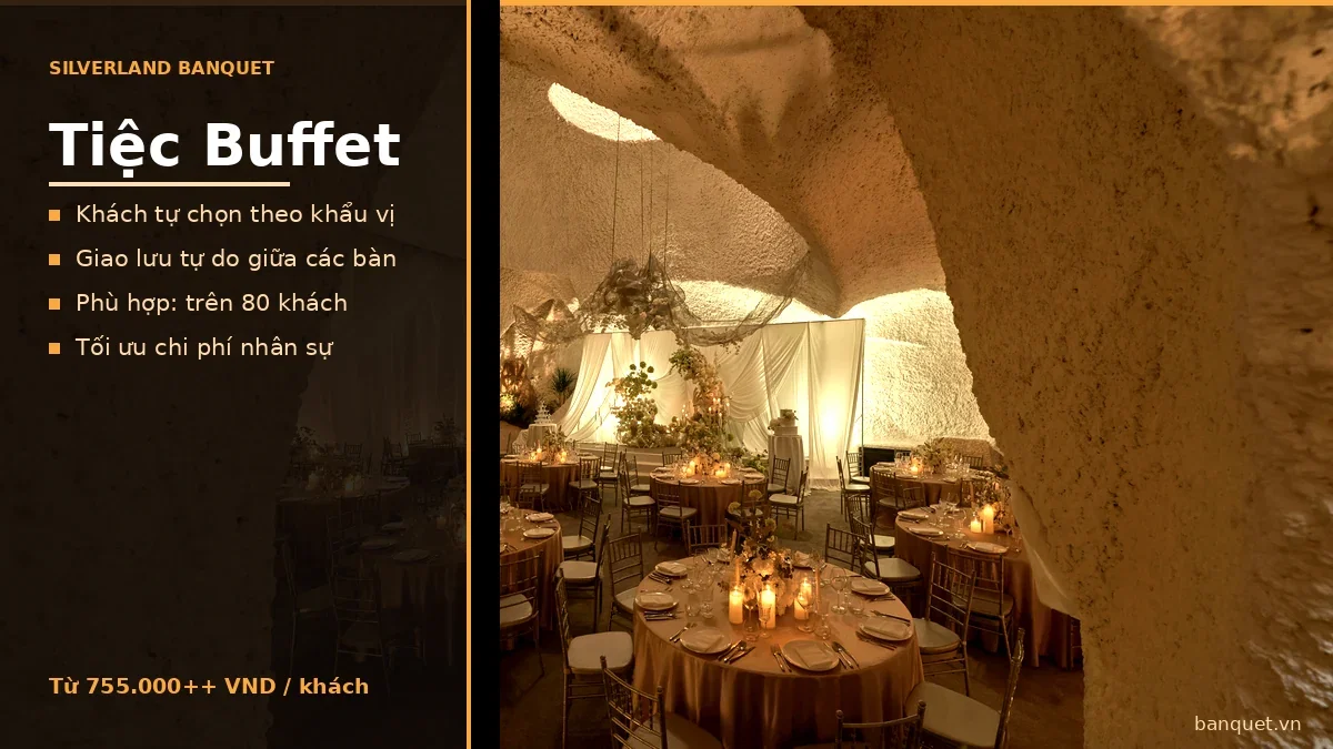 tiệc cuối năm buffet ERY ballroom silverland banquet bàn tròn